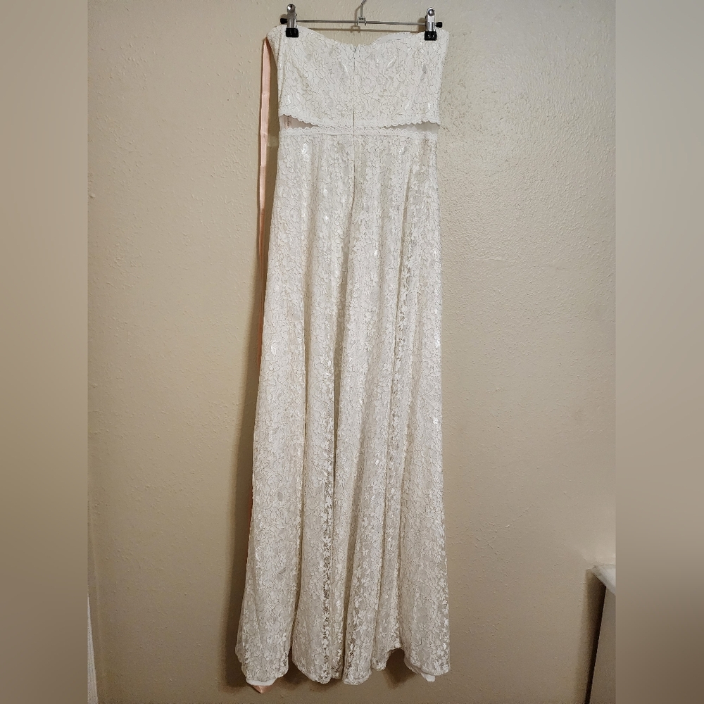 Lulus Eldoria White Lace Strapless Bustier Maxi Dress S Wedding Bridal Party - Picture 9 of 11